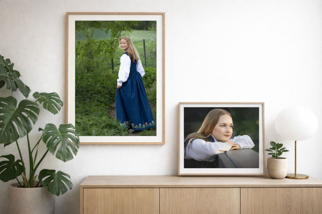 Eksempel på hvordan dine konfirmant bilder kan vises i ramme på veggen.